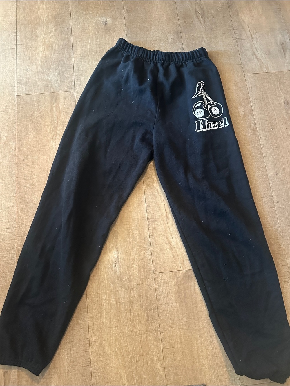 Hazel Black Sweatpants with Cherries Logo
